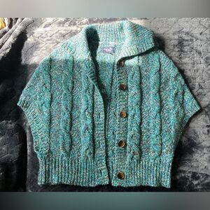 Y2K American Eagle Outfitters Teal Button-Up Sweater